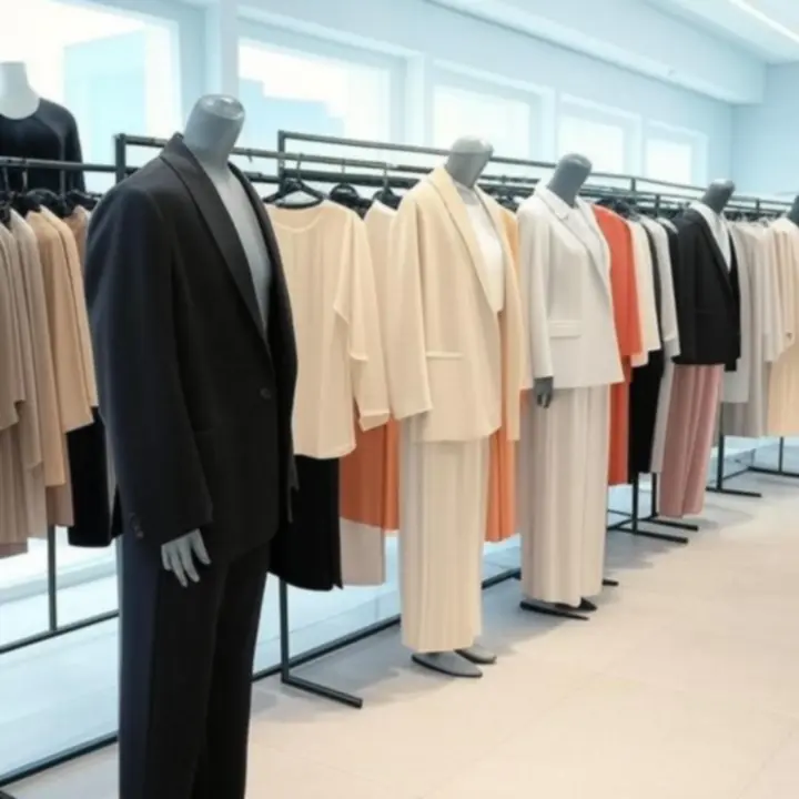 Zestaw prezentujący wybrane kolekcje odzieży w nowoczesnym układzie